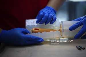 Vacuum cast prototype mold being opened at Star Rapid