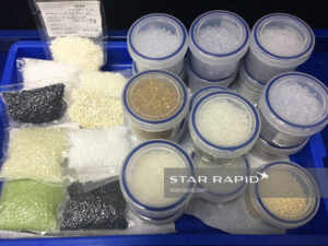 Image of resin pellets used for material verification at Star Rapid