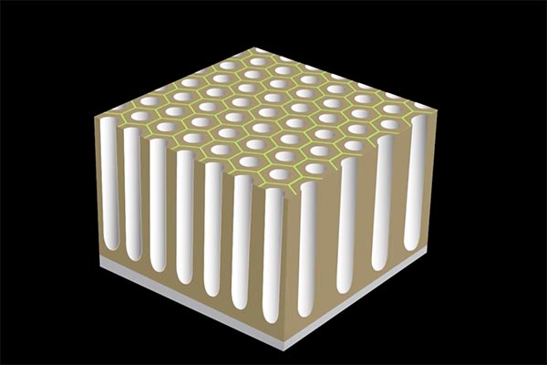 An illustration of the surface porosity caused when anodized parts are chemically etched