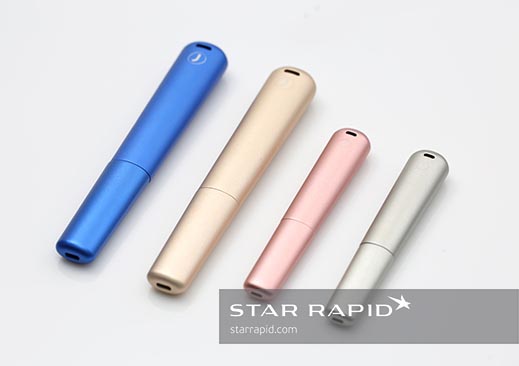Samples of anodized e-cigarettes at Star Rapid