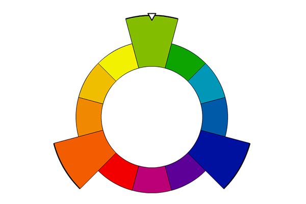 Color wheel showing triadic colors