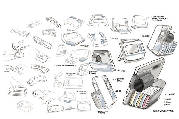 Design sketches for Blink home medical tester