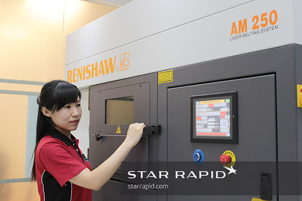 Chloe Kow at Star Rapid running an AM 250 Renishaw metal printer