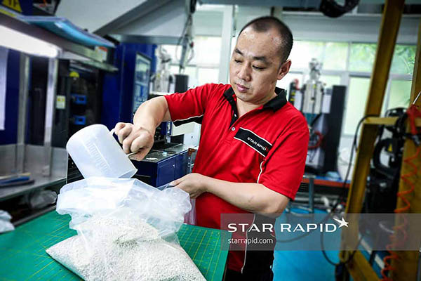 Mixing plastic pellets at Star Rapid