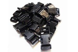 A collection of nylon quick-release buckles. This is meant to show the durability and versatility of nylon resin.