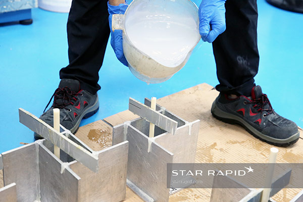 Pouring silicone at Star Rapid