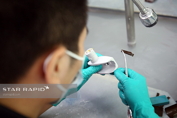 Wet sanding 3D printed master at Star Rapid
