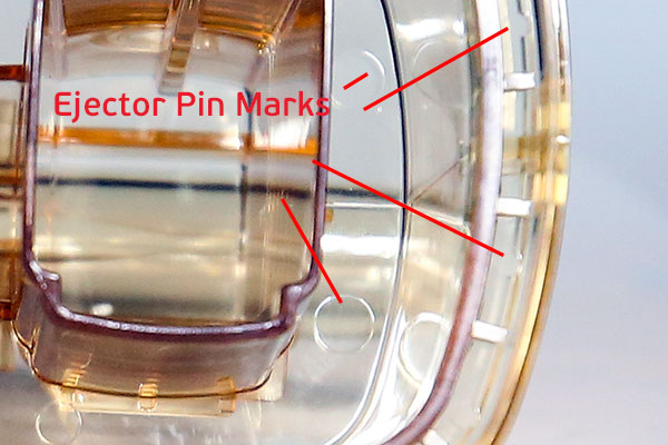 Ejector pin marks on Nedap part at Star Rapid