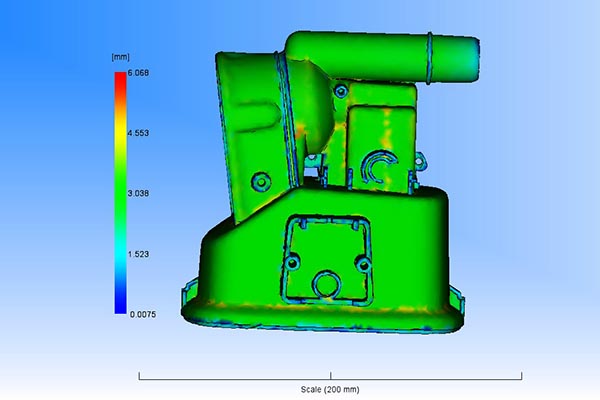 Moldflow wall thickness graphic from Star Rapid