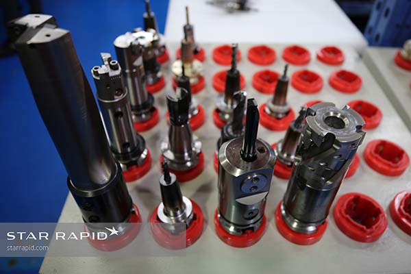 CNC mill cutters mounted on tool holders at Star Rapid