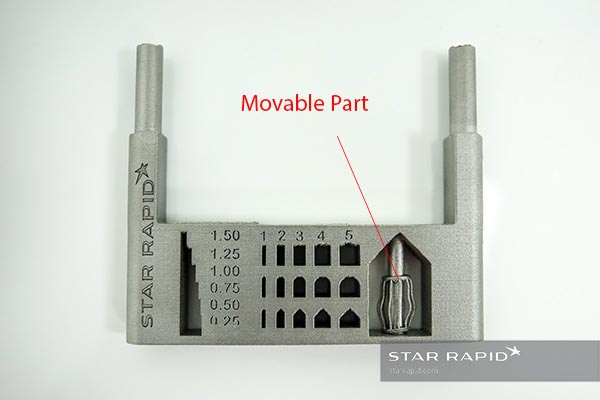 Detail of 3D printed moveable part-within-part