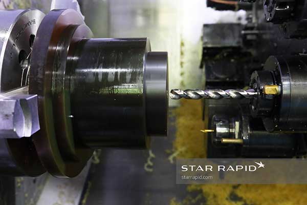 Ultem billet being CNC milled at Star Rapid
