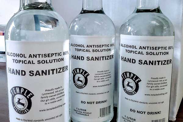 Hand sanitizer from Temple Brewing Co.