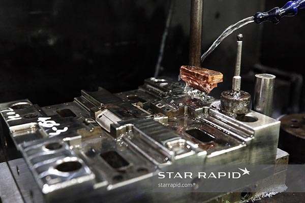 Detail of copper EDM electrode for Conservify FieldKit